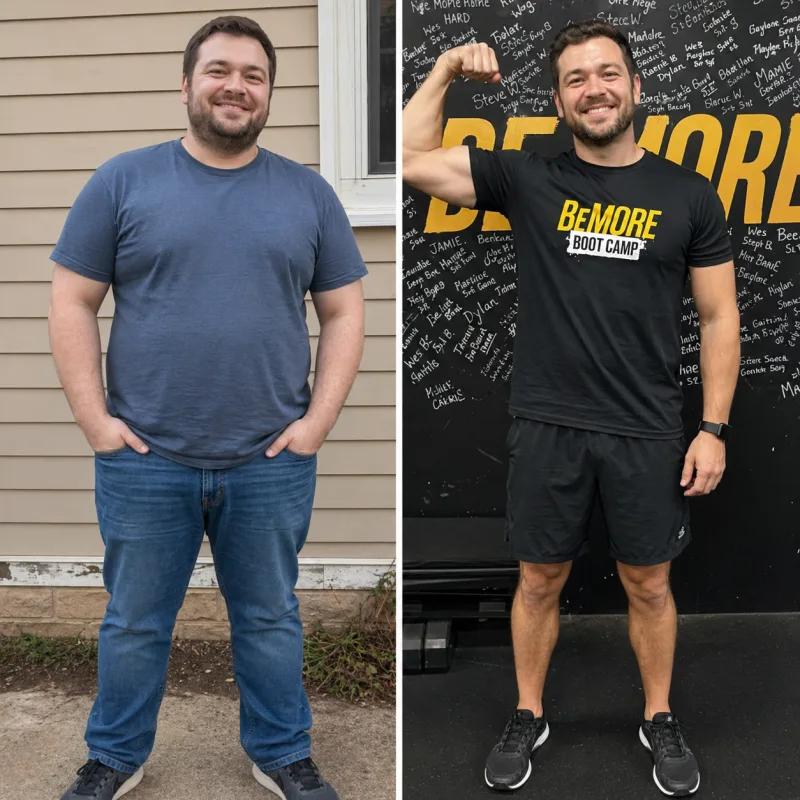 BeMORE Boot Camp member before and after transformation