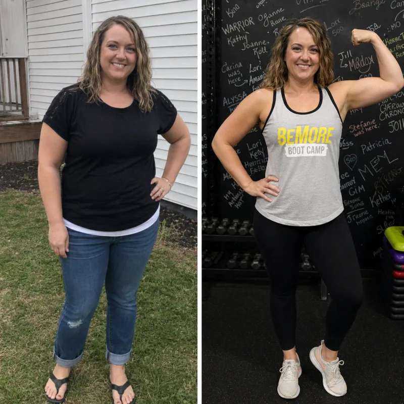 BeMORE Boot Camp member before and after transformation